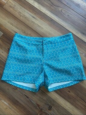 Women's Teal Eyelet Lace Pattern Shorts